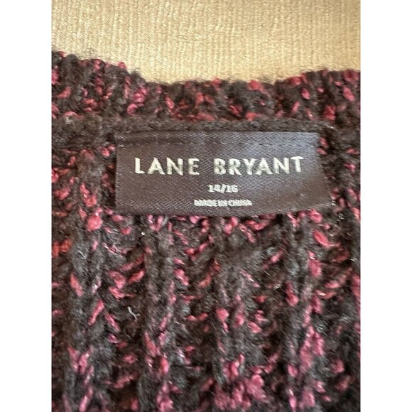 Lane Bryant Sweater Womens 14/16 Burgundy Striped Knit‎ Heavy Pullover V Neck - Picture 10 of 11